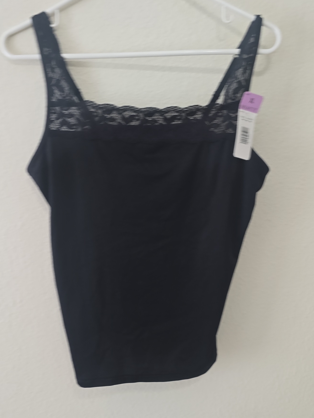 vassarette Black Lace-Trim Camisole